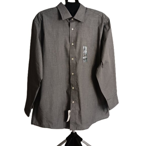 Chaps Men’s Black White Check Classic Fit Button Down Shirt Size 17.5 32/33 NWT - Picture 2 of 16